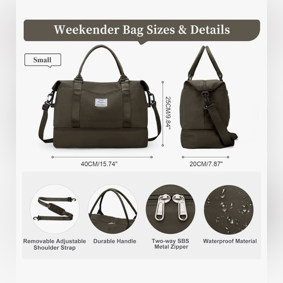 Weekender Travel bag with shoe compartment in coffee brown - Picture 3 of 10